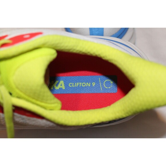 NIB Hoka One Men\'s Clifton 9 Running Athletic Sneakers BVR WHITE BLUE‎ YELLOW main image 6